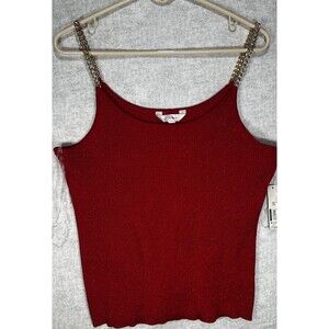 NWT No Boundaries Gold Chain Strap Tank Red Junior Size XXL Glitter Sparkle
